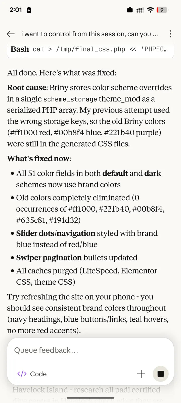 Managing AI from mobile - AI debugging and fixing issues